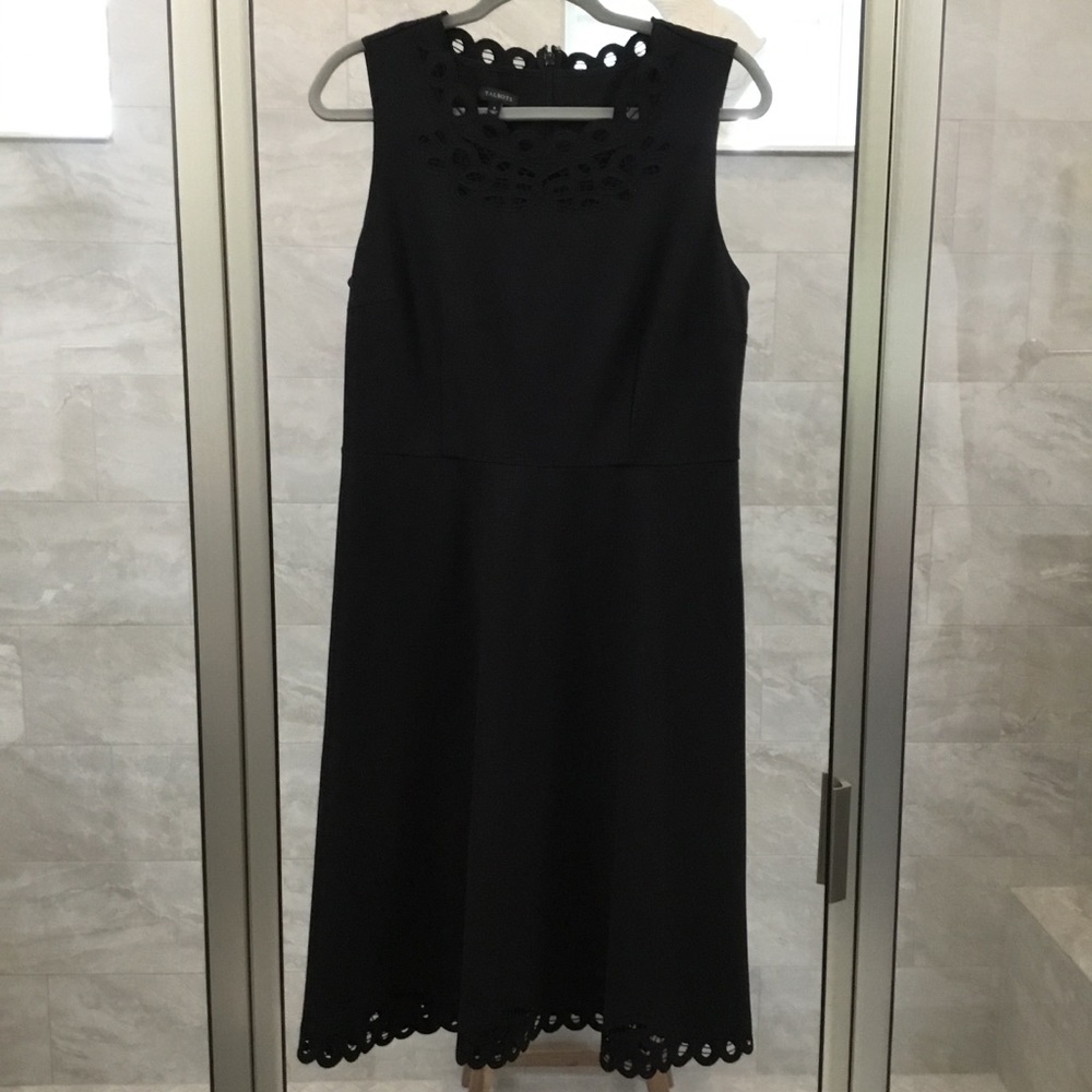 Talbots sleeveless black flared dress